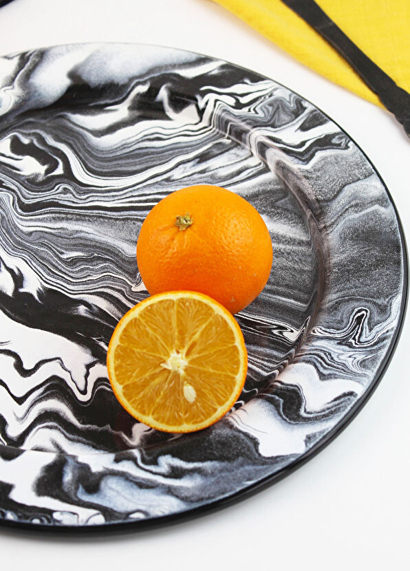 Elif Emaye Black Marble Patterned Enamel Supla - 4