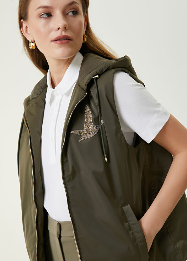 Beymen Club Haki Kapüşonlu Logolu Yelek - 2