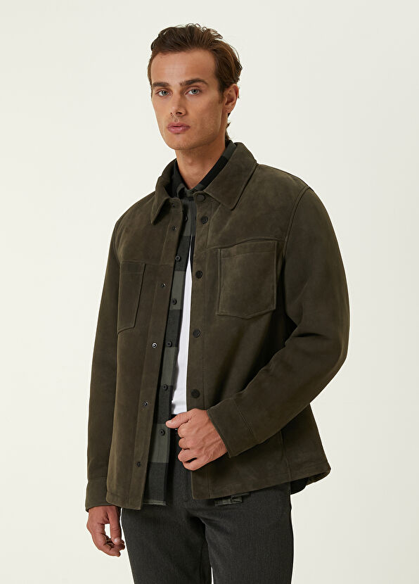 Beymen Club Khaki Shearling Detailed Suede Coat - 1