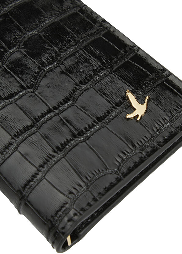 Beymen Club Black Crocodile Textured Women's Leather Wallet - 4