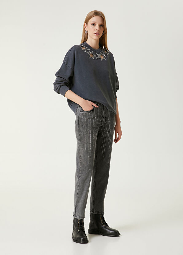 Beymen Club Antrasit Yıldız İşlemeli Sweatshirt - 3