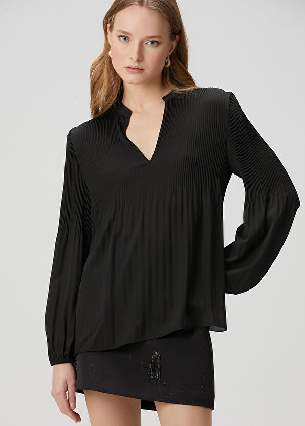 Beymen Club Siyah Pliseli Şifon Bluz - 1