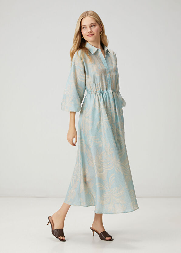 Beymen Club Mint Floral Midi Organza Shirt Dress - 4