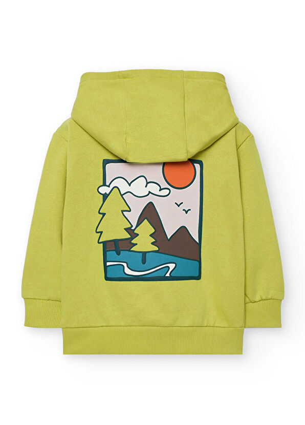 Boboli Yellow Tree Mountain Printed Hooded Boy's Sweatshirt - 2
