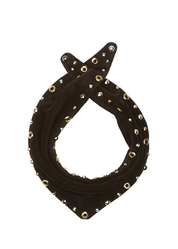 Beymen Club Brown Stud Triangle Women's Suede Scarf - 2