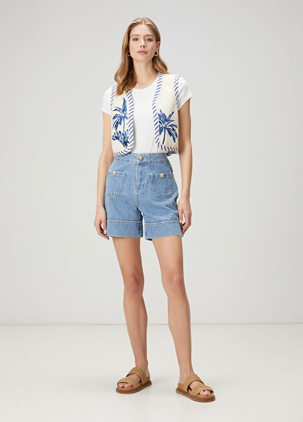 Beymen Club Mavi Denim Şort - 1