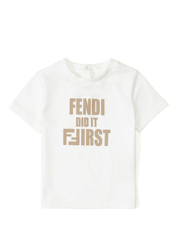 Fendi Coffee White Logo Unisex Baby T-Shirt - 1