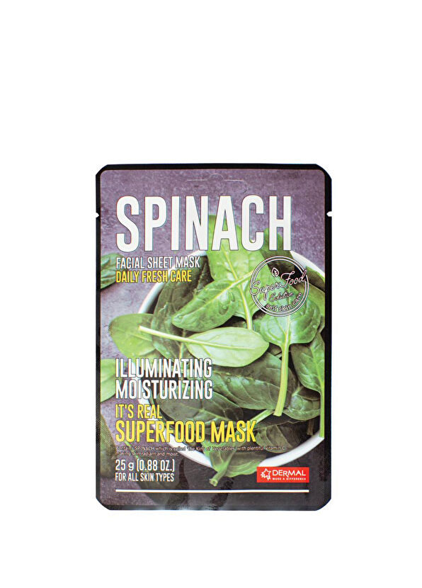 Dermal Spinach Facial Sheet Mask Aydınlatıcı ve Nemlendirici Ispanak Yüz Maskesi 5'li Set 25 gr - 2