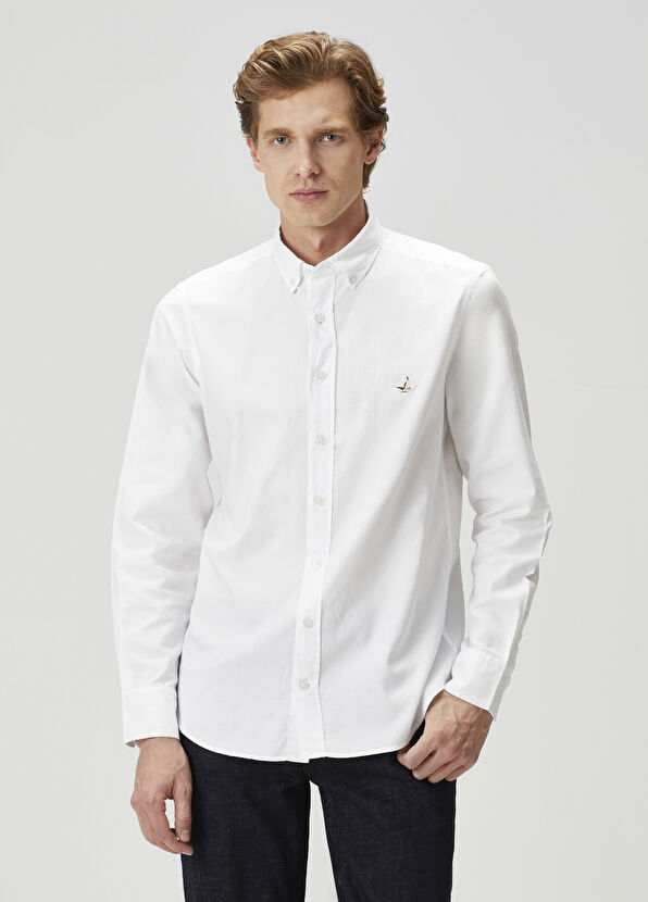 Beymen Club Slim Fit Beyaz Oxford Gömlek - 1