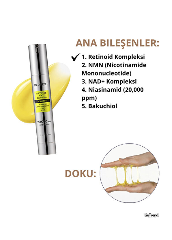 MEDIPEEL Retinal NMN Bounce Shot Booster Retinal ve NMN İçeren Anti-Age Cilt Bakım Serumu 30 ml  - 2