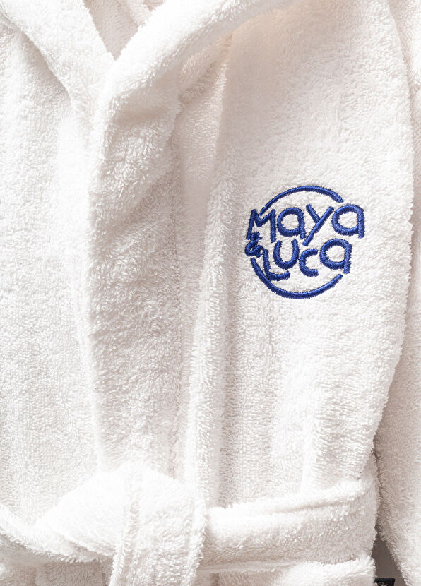 Maya&Luca Beyaz Küçük Prens Nakışlı Pamuklu Erkek Çocuk Bornoz - 3