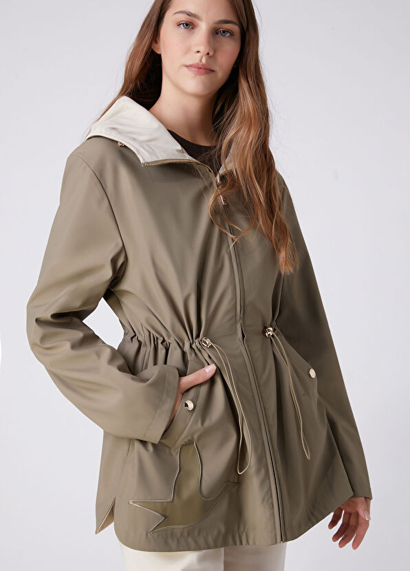 Beymen Club Khaki Ecru Reversible Hooded Coat - 3