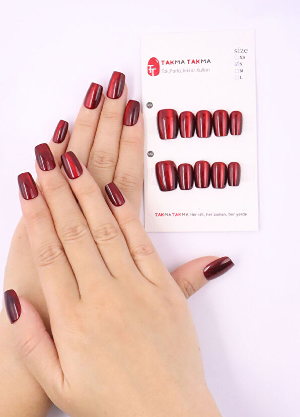 Don't Wear Don't Wear Short Ballerina 10-Piece Burgundy Prosthetic False Nails - 2