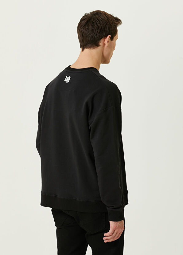 Turn & Bake Tomorrow Siyah Baskılı Bisiklet Yaka Erkek Sweatshirt - 2