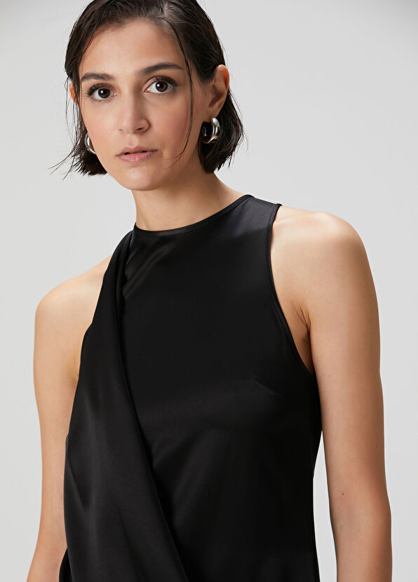 Siyah Mini Saten Abiye Elbise - Görsel 3