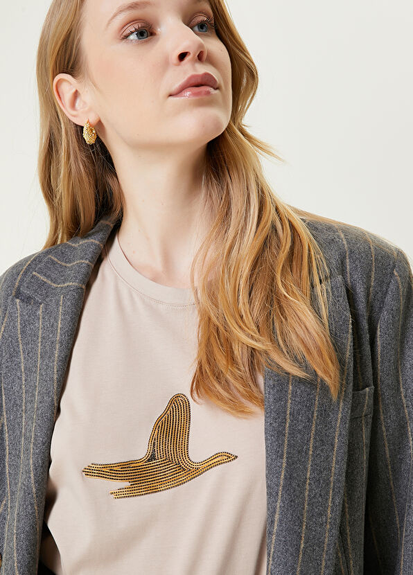 Beymen Club Deve Tüyü Taşlı Kuş Detaylı T-shirt - 2