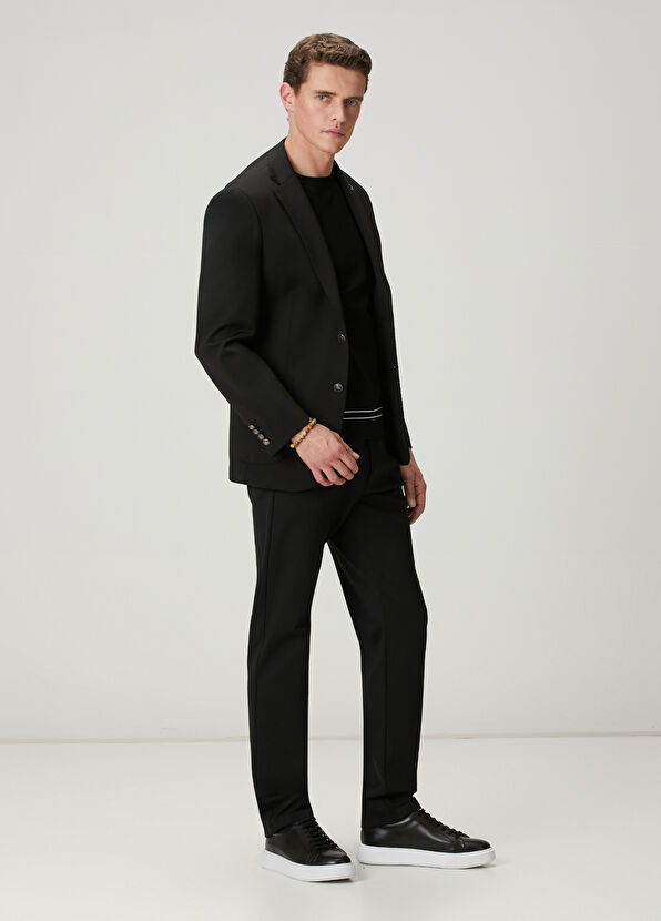 Beymen Club Black Knit Line Jacquard Short Sleeve Sweater - 3