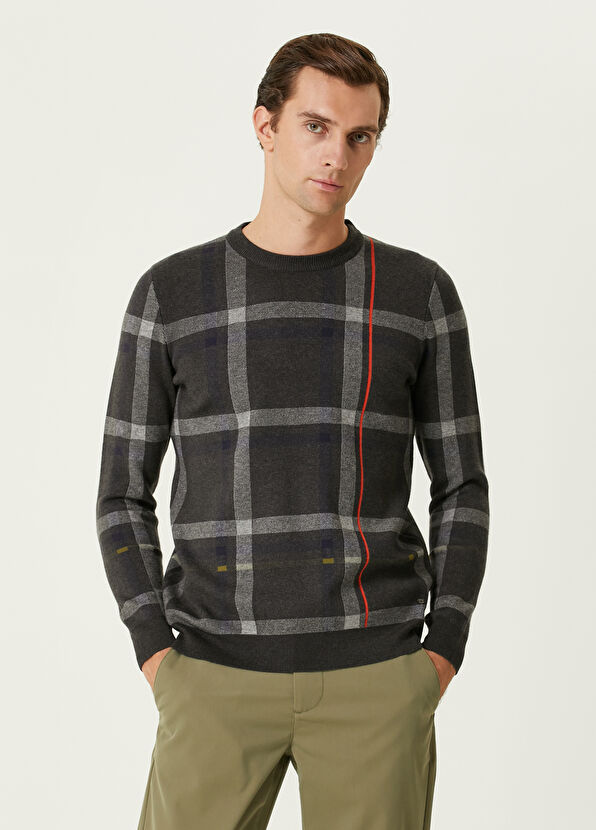 Beymen Club Gri Melanj Ekose Desenli Kazak - 1