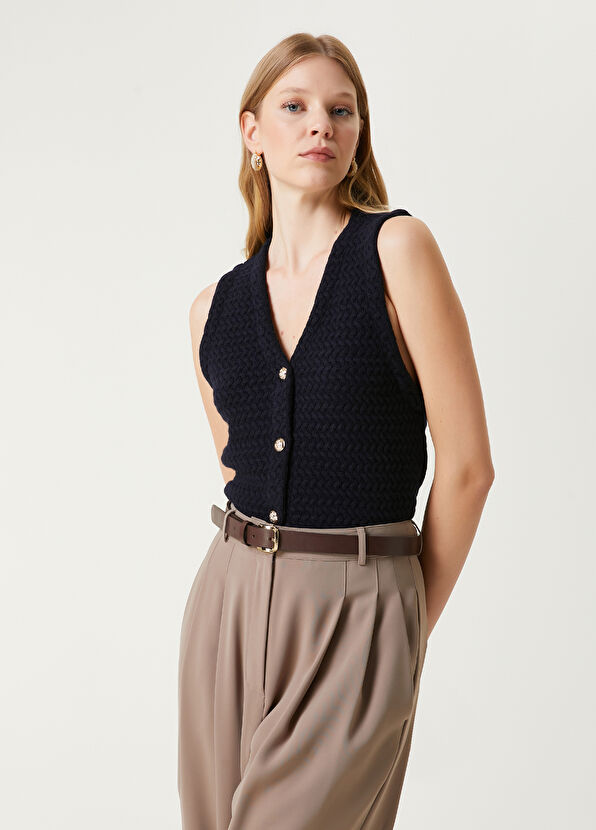 Beymen Club Lacivert Yün Triko Yelek - 1