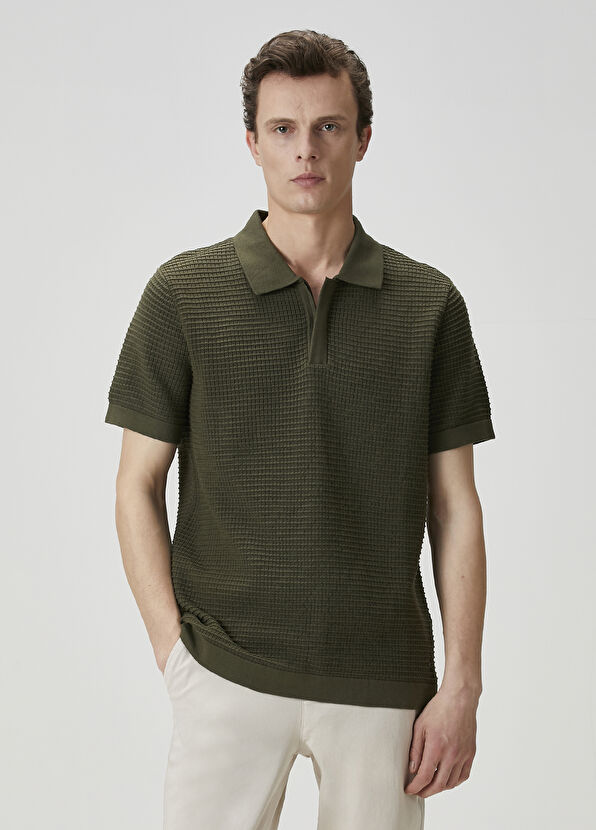 Beymen Club Haki Polo Yaka Kısa Kollu Triko - 3