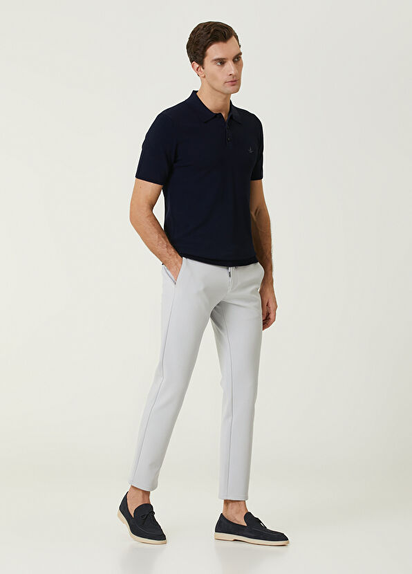 Beymen Club Lacivert Polo Yaka Pirinç Dokulu Kısa Kollu Triko - 3