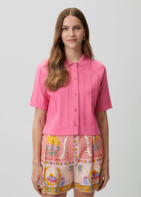 Beymen Club Pembe Saç Örgü Crop Hırka - 4