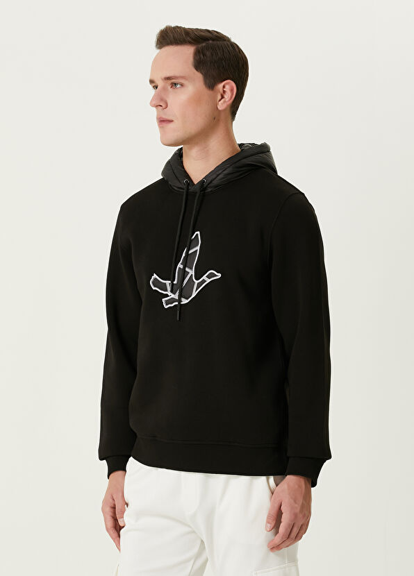 Beymen Club Black Hooded Goose Embroidered Sweatshirt - 2
