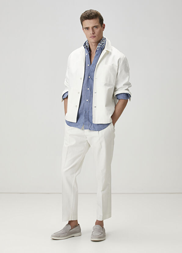 Beymen Club Comfort Fit Blue Linen Shirt - 3