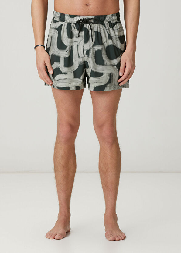 Beymen Club Antrasit Beli Kordonlu Desenli Kısa Mayo - 2