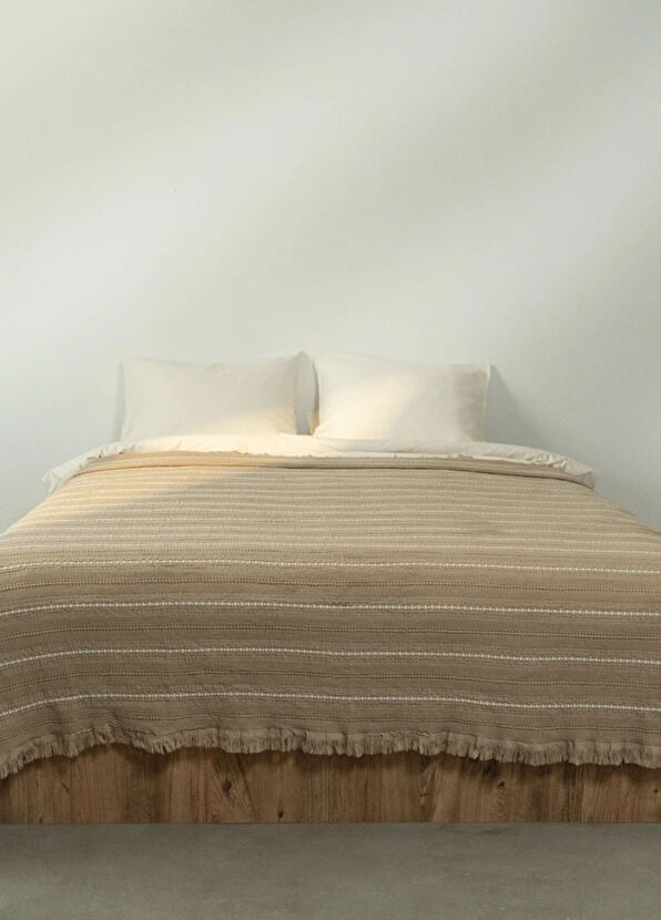 Qua Home Marigold Beige Cotton Double Bedspread 220 x 240 cm - 4