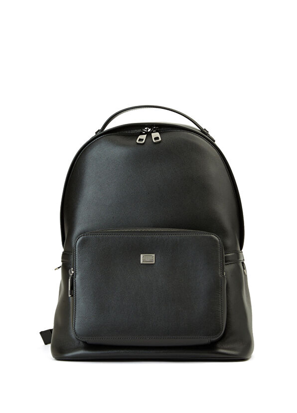 Dolce&Gabbana Black Men's Leather Backpack - 1