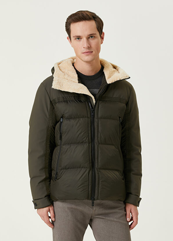 Beymen Club Khaki Hooded Shearling Detailed Puff Coat - 1