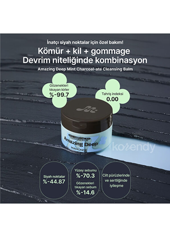 Mamonde Amazing Deep Mint Charcoal-ate Cleansing Balm Siyah Nokta ve Gözenek Arındırıcı Nane Kil & Kömürlü Temizleyici Balm 90 ml - 4
