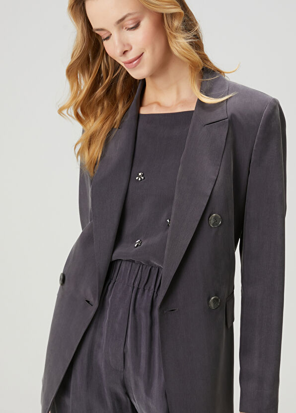 Beymen Club Anthracite Double-Breasted Blazer - 1
