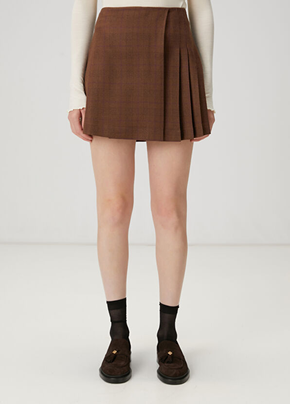 Beymen Club Brown Mini Wool Skirt - 3