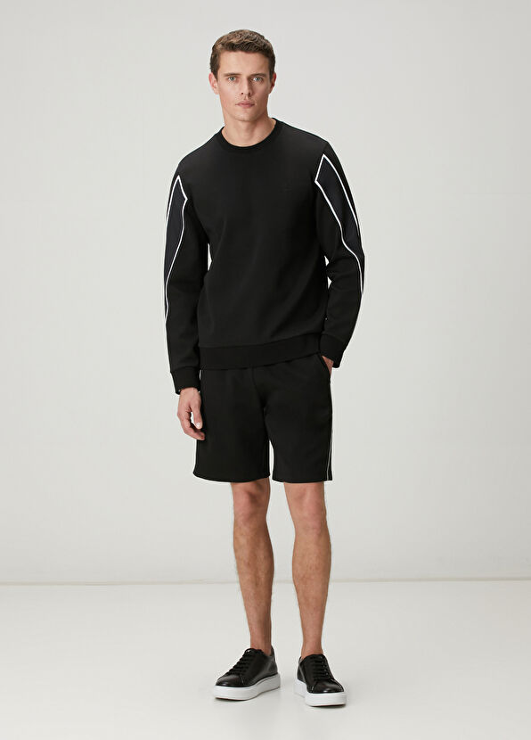 Beymen Club Black Waist Corded Contrast Piping Jersey Shorts - 1