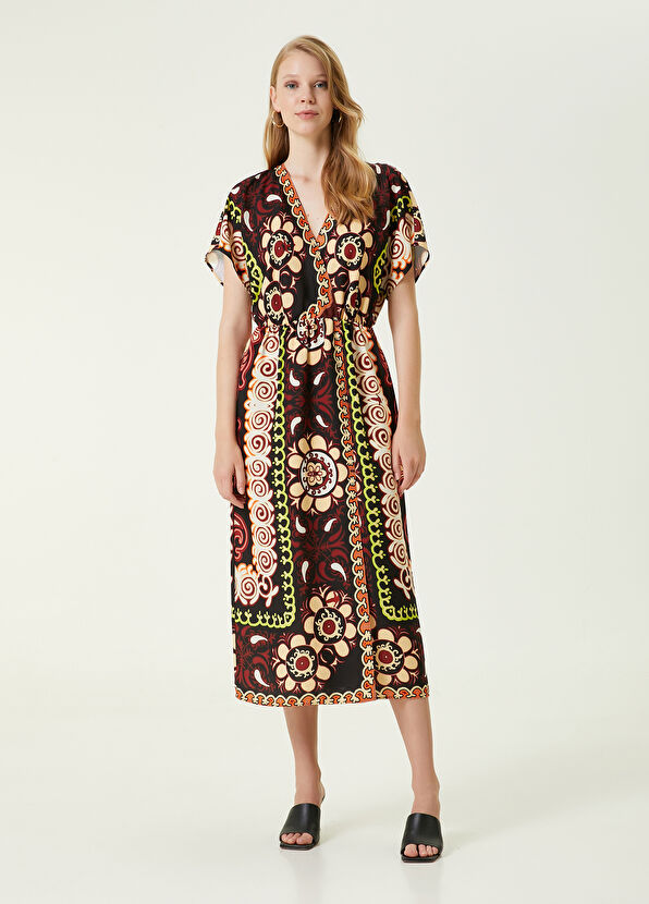 Beymen Club V Yaka Desenli Midi Elbise - 2