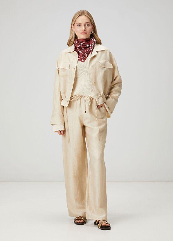 Beymen Club Bej Parlak Keten Bomber Ceket - 2