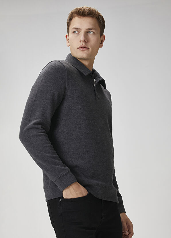 Beymen Club Comfort Fit Anthracite Polo Sweatshirt - 2