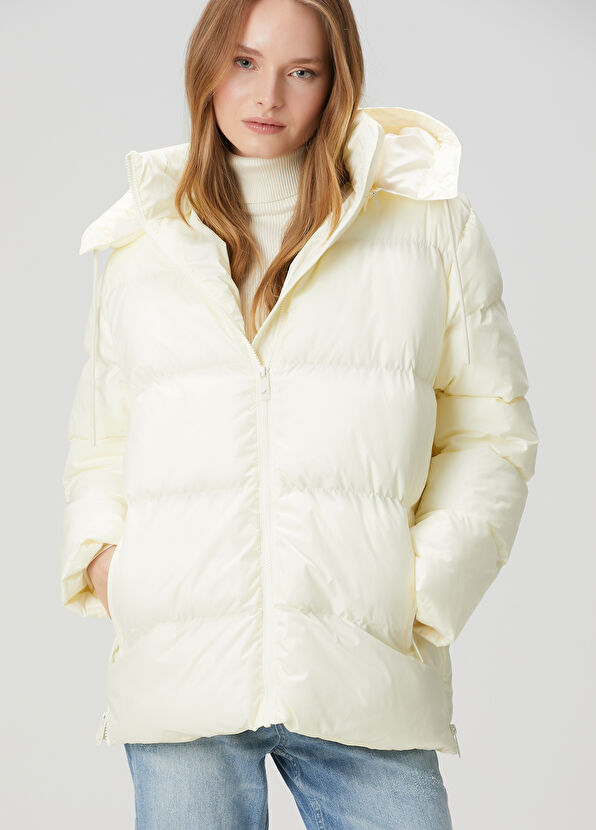 Beymen Club Off-White Hooded Puff Coat - 1