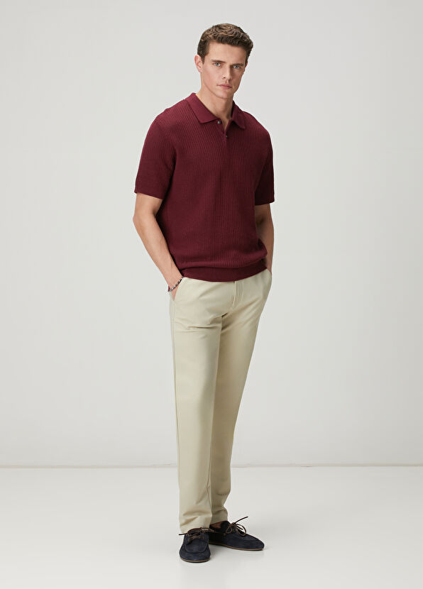 Beymen Club Vişne Polo Yaka Kısa Kollu Dokulu Triko - 3