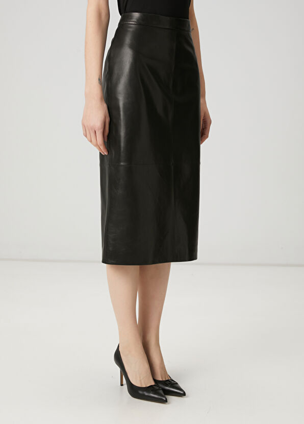 Beymen Club Siyah Midi Deri Etek - 2
