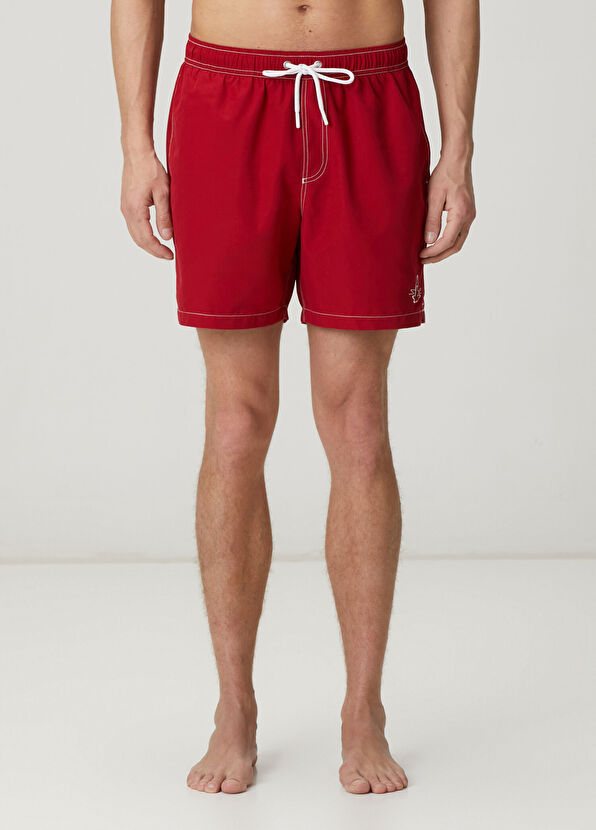 Beymen Club Burgundy Contrast Stitching Long Swimsuit - 2