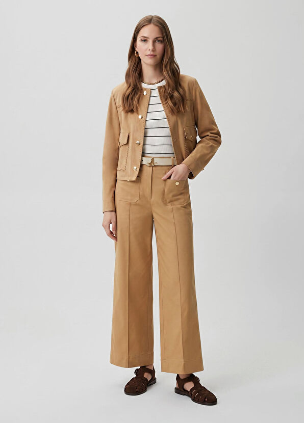 Beymen Club Beige gold button detailed trousers - 1