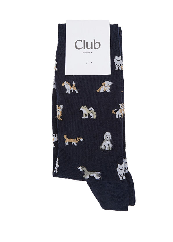 Beymen Club Navy Blue Dog Pattern Men's Socks - 2