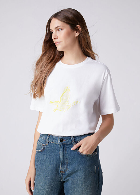 Beymen Club Off-White Yellow Logo T-shirt - 1