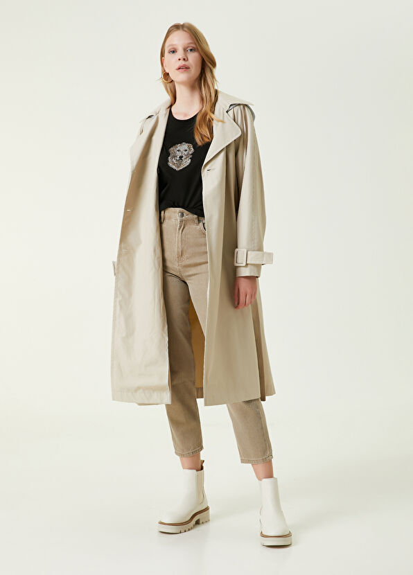 Beymen Club Black Dog Patterned Rhinestone T-shirt - 2