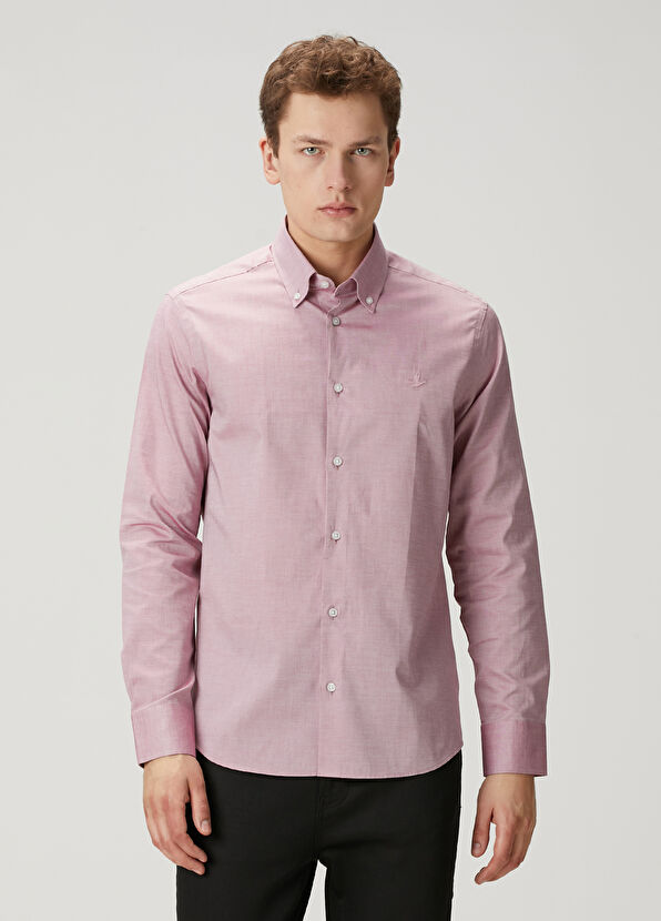 Beymen Club Comfort Fit Beyaz Bordo Gömlek - 1