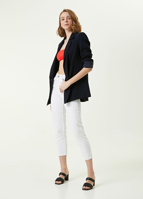 Beymen Club Navy Blue Crepe Long Double-Breasted Blazer - 2