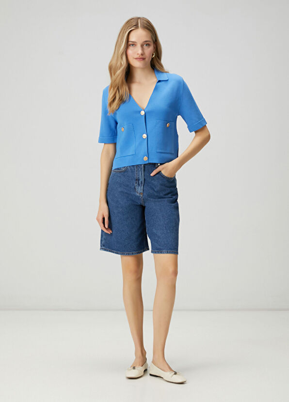 Beymen Club Blue Short Sleeve Sweater - 3